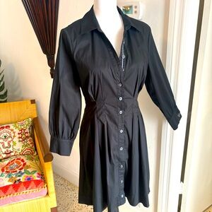 VERONICA BEARD Designer Polina Black Shirt Dress! Long Sleeves! Exquisite Detail